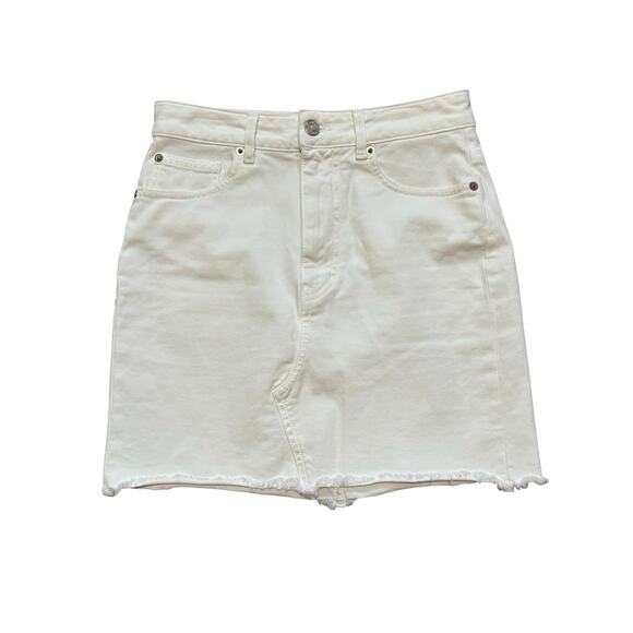 IRO Experience Sienne White Denim Mini Skirt Raw Hem Size 36 (US 4) - Picture 1 of 6